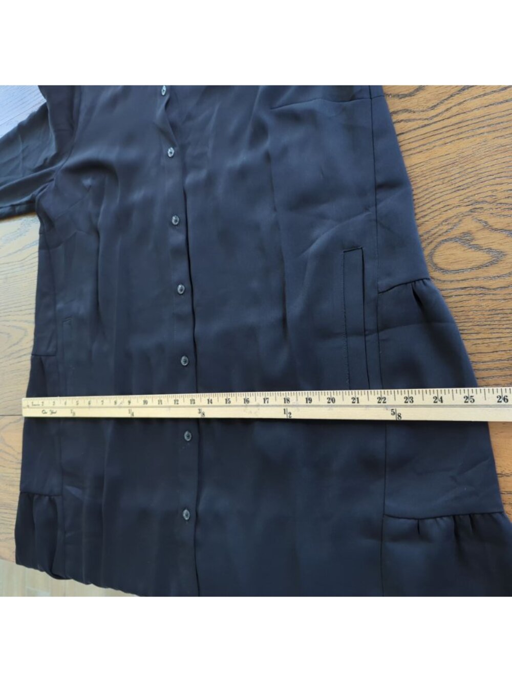 J. Jill Wearever Collection Black Shirt Dress M Button Front Ruffle Tiered Back - Picture 13 of 16